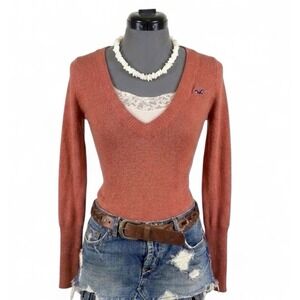 Auth Y2K 2005 Hollister Sweater Orange XS Cotton Rabbit Hair Bella Swan Coquette